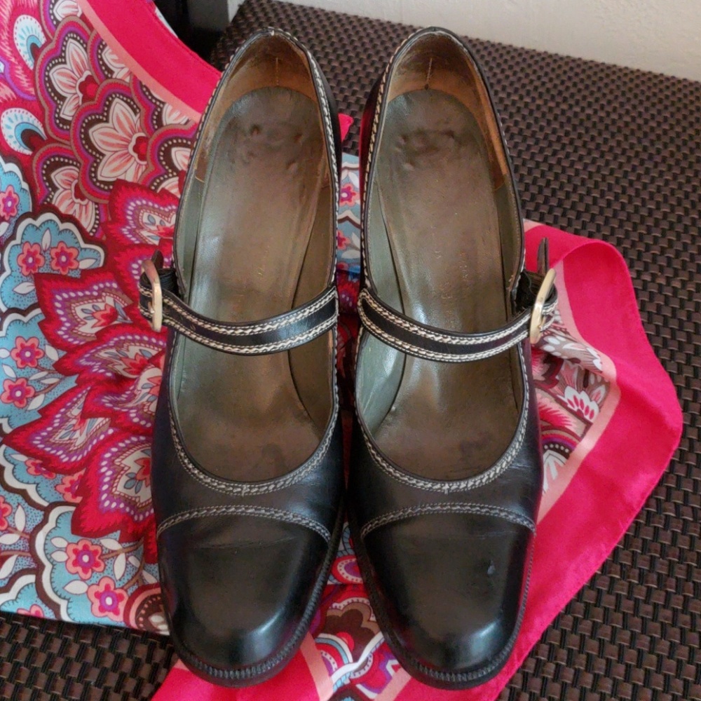 🔥HP🔥 True VTG Charles Jourdan black 4"shoes, sz 7 1/2 - Picture 3 of 8